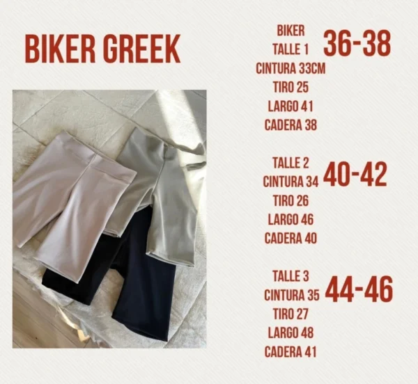 medidas biker Calza Biker Greek
